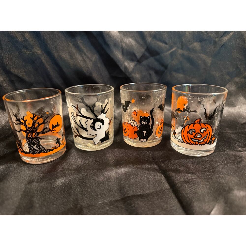 4 Vintage 80’s Halloween votive tea light candle holders